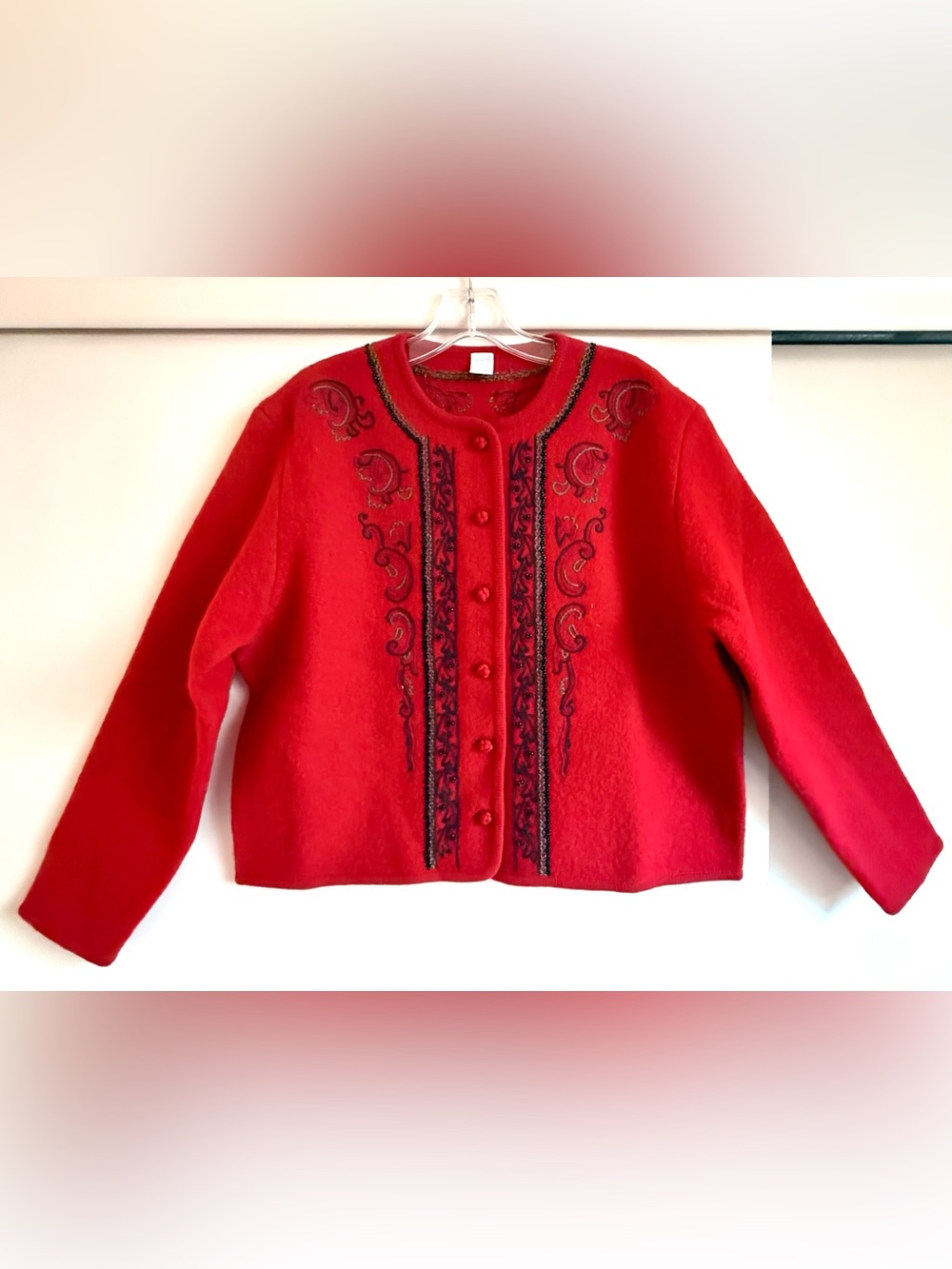 Red Pendleton Embroidered Cardigan Sweater size 18 XL 1x 2x